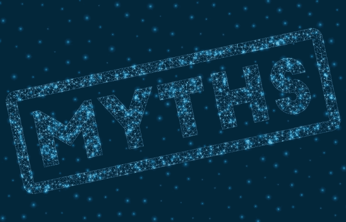 a digital display that reads "myths"
