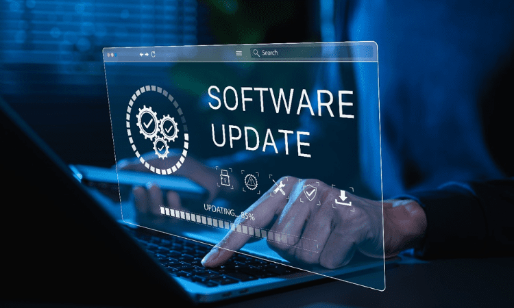 software update written on a computer screen